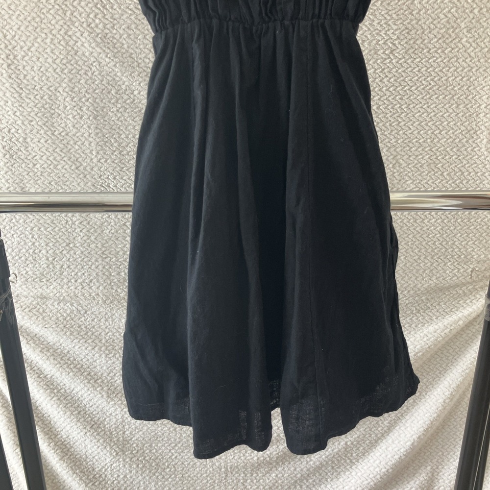 Abercrombie & Fitch Linen Blend Dress Small Black Baby Doll Costal Closet Staple - Picture 6 of 8